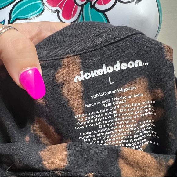 Rue 21 Black Brown Tie Dye SpongeBob T Shirt Crop Top - Picture 3 of 3